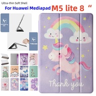 Huawei Mediapad M5 lite 8-inch 8.0" JDN2-W09 JDN2-L09 Casing Magnetic Stand Cover Tablet Slim Smart Case Soft Back