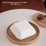 Combo 50 Hộp bã mía hamburger Bento Gato mini Tiramisu vuông đựng bánh màu trắng be - VUA BAO BÌ