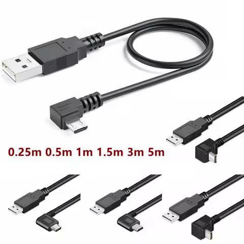 5M 3M Up Down Left Right Angled 90 Degree USB Micro USB Male to USB male Data Charge 2A connector Ca