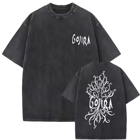 Washed Vintage French Metal Rock Band Gojira The Link Graphic T-shirt Men Women Retro Oversized Tshi