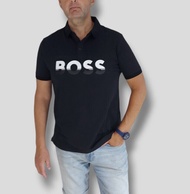 HUGO BOSS Stretch Pavel Logo Printed Cotton Blend Polo Shirt Black Size M