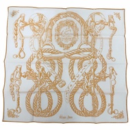 全新 ☆ HERMES Carre 45 Della Cavalleria 100% 純棉圍巾/手帕，橙色和白色，女士款，帶盒子。