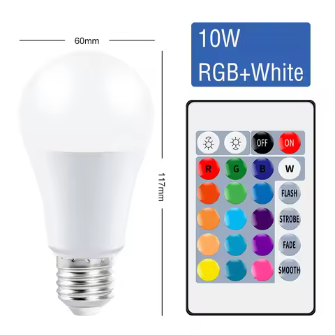 LED Bulb E27 Color Control RGBW Light Daylight 5W 10W 15W 20W 25W Multiple Watts for Living Room Bed