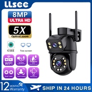 LLSEE ICSEE CCTV เลนส์คู่กล้องวงจรปิดไร้สายเชื่อมต่อโทรศัพท์ 360 °ในร่มและกลางแจ้ง / สีเต็มรูปแบบคืน