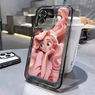 3 in1 Pink Hair Princess Transparent space case for For Vivo Y77 Y77E Y50 Y51 2020 Y52S Y7S Y70S Y72