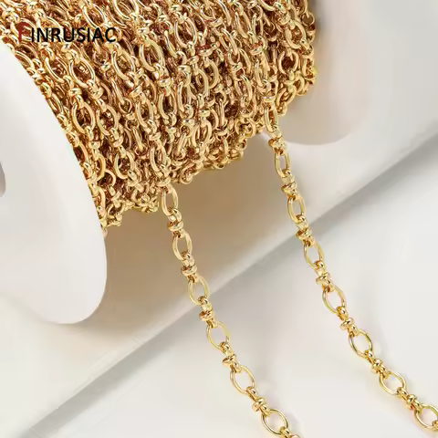 18K Gold Plated Brass Oval Knot Chain,6*8mm Cable Link Chain For DIY Jewelry Handmade Necklace Brace