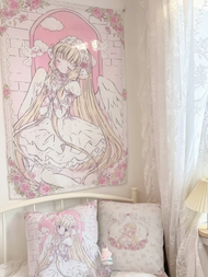 VIKAMA Chobits Kawai Home decoration tapestry anime pink girl tapestry wall bedroom background lovel