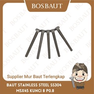 M5x55 Stainless Steel SS304 Bolt (8 key) - B/O SS304 M5X55 P0.8