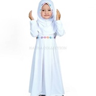 baju manasik haji warna putih anak. gamis muslim anak perempuan