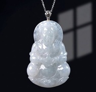 冰種翡翠觀音菩薩項鍊 18K金墜頭 | 天然緬甸玉翡翠A貨 | 送禮