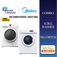 【FREE SHIPPING】COMBO SET Midea Inverter Front Load Washer MF100W85BW (8.5KG) /MF100W95BW (9.5KG) + D