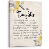To My Daughter Wall Art,Inspirational Positive Daughter Girls Quotes Flowers Print Framed Canvas Pai