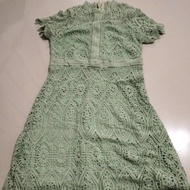 HIJAU Sage green brocade dress