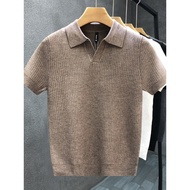 baju t shirt lelaki berkolar 唐裝男 Tekstur Korea V-neck POLO lelaki musim bunga dan musim luruh 2025 g