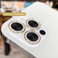 Diamond Camera Lens Protector Compatible For iPhone 13 Pro Max / 12 / 12 Pro / 11 Pro Max / 12 Pro Max / 13 / 12 Mini Metal Ring Tempered Glass Camera Lens Protective
