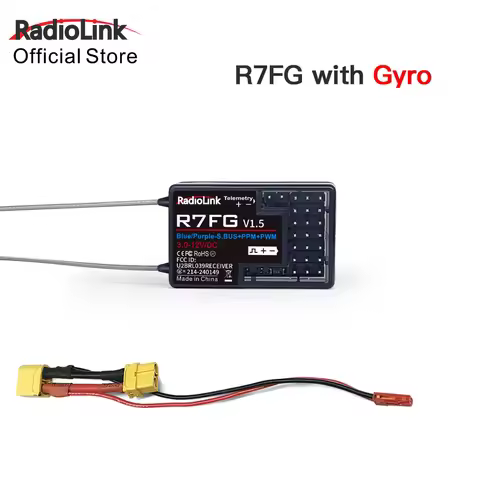 Radiolink R7FG 7 Channle 2.4G Gyro RC Receiver Car Voltage Transmission Telemetry 600m Long Range RX