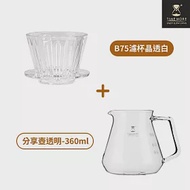 TIMEMORE 泰摩 冰瞳B75咖啡濾杯玻璃分享壺套裝組(360ml) 咖啡濾杯-白色+玻璃分享壺360ml