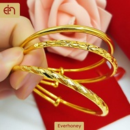 Everhoney Women's 916 Gold Plated Expandable Bangle Bracelet Hypoallergenic Ladies Jewelry