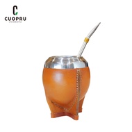 Coupru Yerba Mate Cup Traditional wooden yerba mate cup, torpedo-shaped gourd with straw