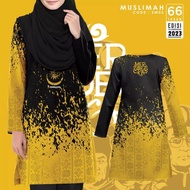 Baju Merdeka 2023 Budak Lelaki Perempuan Dewasa Muslimah Malaysia Jersey Baju Muslimah Labuh Couple Set murah Plus Size Viral Jersey Muslimah Microfibre Long Sleeve Yellow 5xl