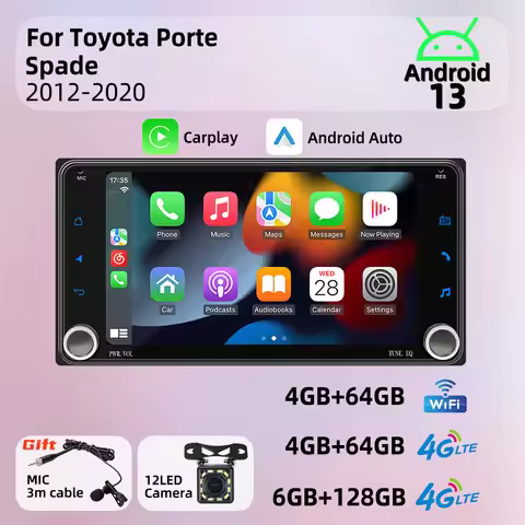 2Din Car Radio for Toyota Porte Spade 2012-2020 Carplay Android Auto Android Car Multimedia 7" Scree