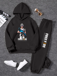 Chello Setelan Sweater Hoodie Baby Anak Laki Laki tema free fire gambar FF AK DRAGON