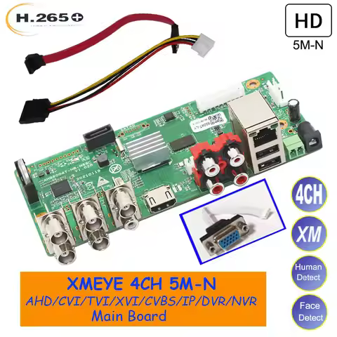 XMEYE NVR 4CH 5M-N 1080P DVR Board VGA Connecter 4 CHannel Surveillance Security 6 IN 1 AHD TVI CVI 