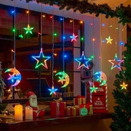 🌙Lampu Raya 8Mode Curtain Led light strip Moon Star Fairy light Hari Raya Decoration light