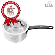 iGOZO 16cm Elite 304 Stainless Steel Saucepan + Glass Lid | Kitchenware Cookware Cook Boil