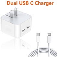 New 35W PD Fast Charger Charger USB C 2 Type C Dual power Adapter for ipad Air Pro iPhone 15 huawei