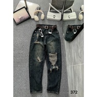 Quần baggy jean nữ rách Bigsize 55kg-90kg hàng QC caao cấp kiểu dáng baggy rách gối QC374 2KJeans