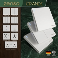 Zenso Grande Socket and Wall Switch 13A 15A 20A Auto Gate | Big Rocker | Universal Socket | Telephon