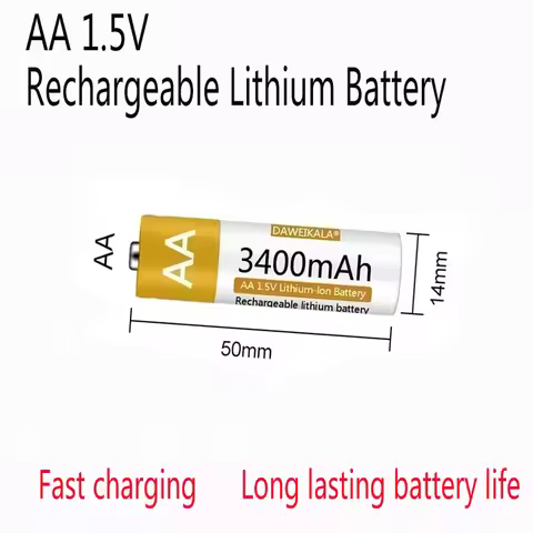 New Lithium-ion 1.5V AA Battery 3400mAh Rechargeable Battery AA for remote control mouse fan Alarm c