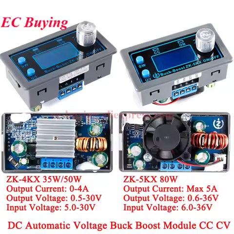 ZK-4KX 5KX DC Buck Boost Converter Module CC CV Step Up Down Power 0.5-30V 4A 0.6-36V 5A 5V 6V 12V 2