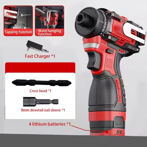 New 18V 80N.m Brushless Cordless Electric Drill Power Tool - Li-ion Battery Knockable Screwdriver Mu