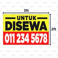 Banner Bunting Untuk Dijual Untuk Disewa Rumah Kedai BM Version