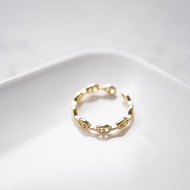  Moon _ Korean Version Golden Pig Nose Open Ring 1157