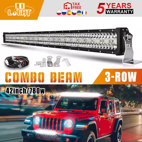 CO LIGHT 12D 42 Inch 780W Led Light Bar 3-Rows COMBO Led Beams Led Work Light Driving Offroad Car Tr