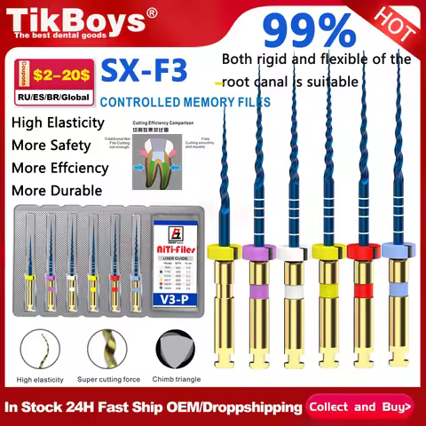 6Pcs/Box Dental Nickel Titanium Heat Activation Root Canal File Endodontic Rotary Files SX-F3 F4 F5 