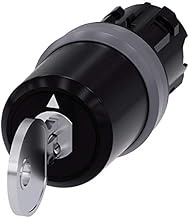 Siemens 3SU10305BP610AA0 Key-Operated Switch Ces, I-O-II, Plastic with Metal Front Ring, IP66, IP67,