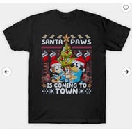 Cartoon Bluey Merry Christmas T-Shirt Men O Neck 100% Cotton T Shirts  Short Sleeve Tees Original Cl