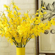 ดอกกล้วยไม้ปลอมสีเหลืองสดใสเทียมสำหรับของตกแต่งงานแต่งงานดอกไม้ประดับตกแต่งเทียม