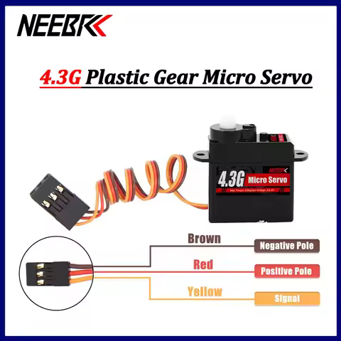 NEEBRC 4.3G Micro Digital Servo Plastic Gear JR Plug for RC 1/24 1/28 Car Fixed-wing Plane Boats Rob