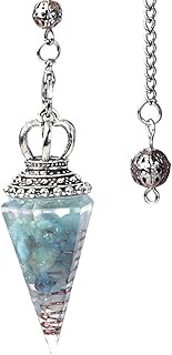 Sarini Crystal Pendulum for Divination Blue Quartz Crystal Pendants Gemstone Pendant 6 Cents Beads P