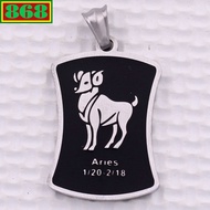 Aries - Aries stainless steel pendant with stainless steel hook, Zodiac sign