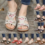ZC9 Women Slippers Sandal Flower Platform Colorful Ethnic Wedge Sandal Ladies Casual Fashion Sandals
