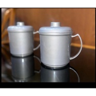 Mug Gelas Gagang Tutup Plastik Warna Silver Platinum Motif Emboss Embose Bunga Matahari Awet Kuat Te