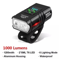 1000LM จักรยานไฟหน้า T6ไฟติดจักรยาน LED USB ชาร์จไฟฉายอะลูมินัมอัลลอยขี่จักรยาน High Beam ต่ำอุปกรณ์เสริม