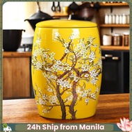 Jingdezhen ceramic rice storage container 5 kilo/10 kg/25kg big clay jar with lid 50 jin rice keeper