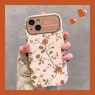 เคสโทรศัพท์มือถือแบบครอบเต็มลายดอกกุหลาบสีน้ำตาลและสีขาว สำหรับ Apple 16promax 15 14pro 13 12 11 ดีไ